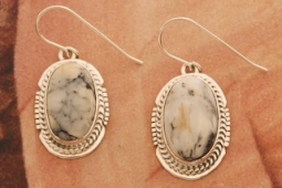 Genuine White Buffalo Turquoise Sterling Silver Earrings